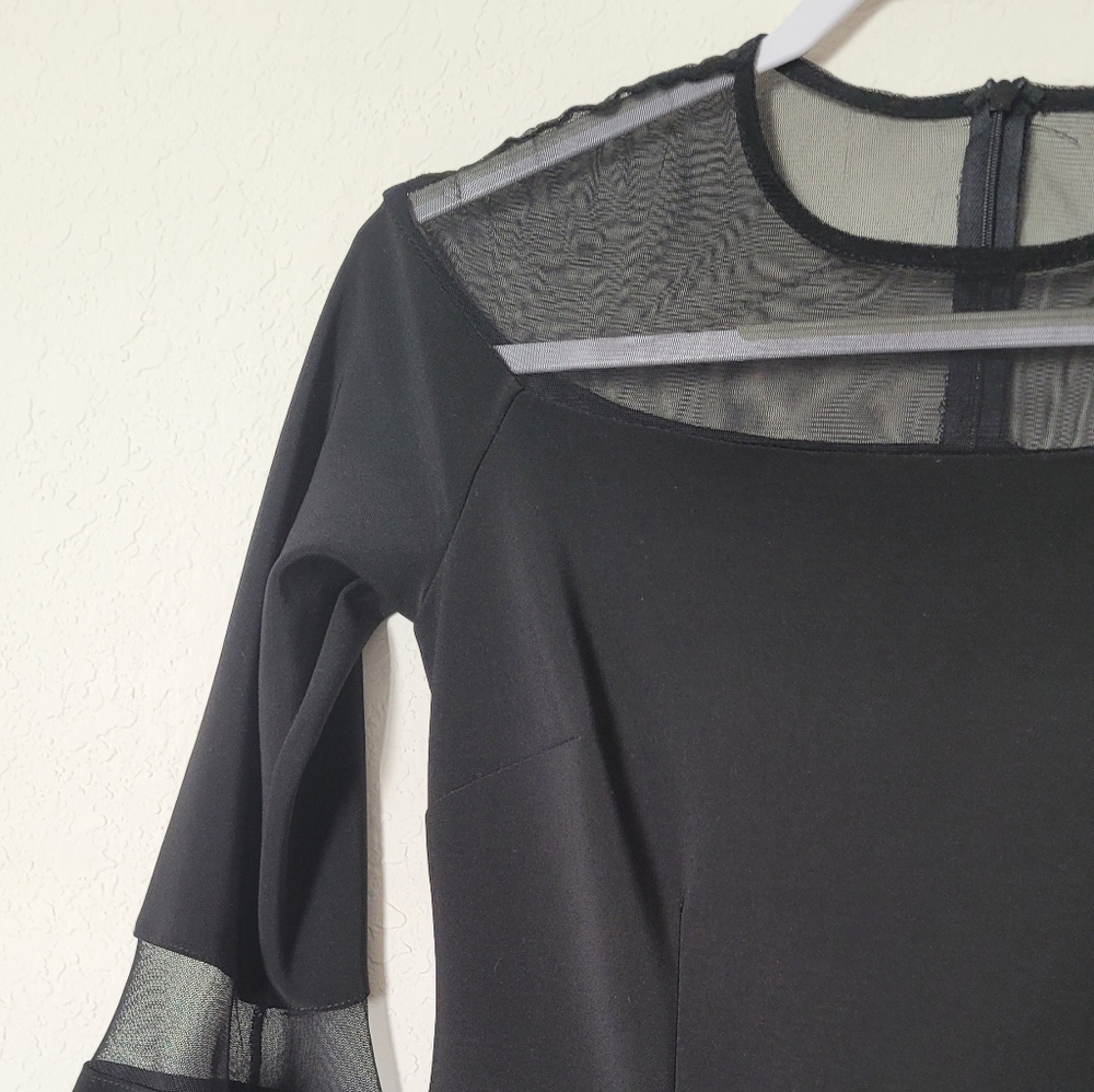 Joseph Ribkoff Black Dress with Mesh Accents Sz 4 - Picture 10 of 16